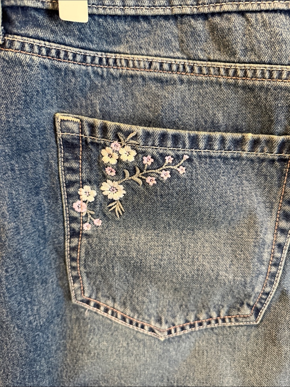 Hollister Blue Denim Mini Skirt with Floral Embroidery - Picture 5 of 6